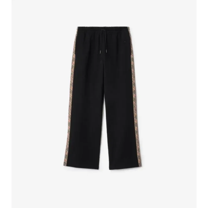 Pantaloni da tuta in cotone con bordi a quadri