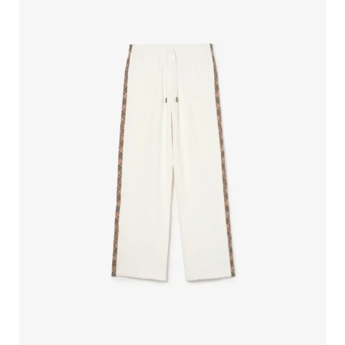 Pantaloni da tuta in cotone con bordi a quadri