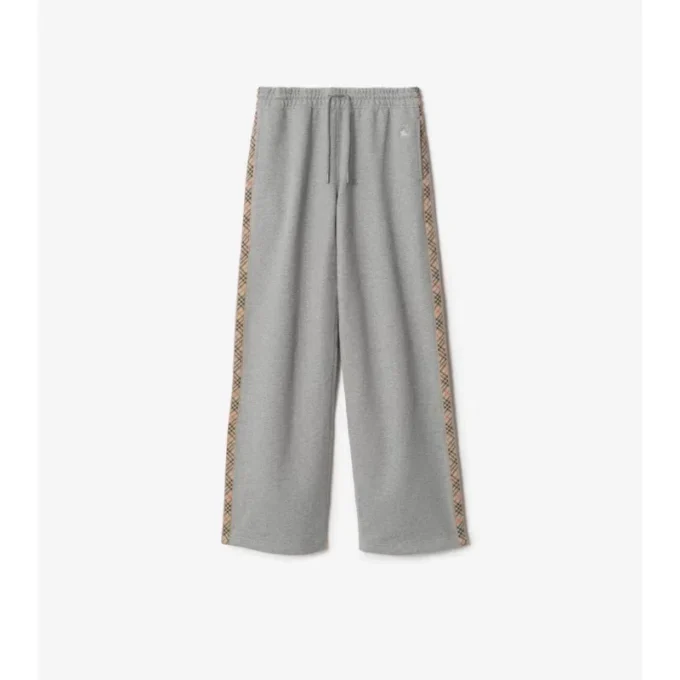 Pantaloni da tuta in cotone con bordi a quadri
