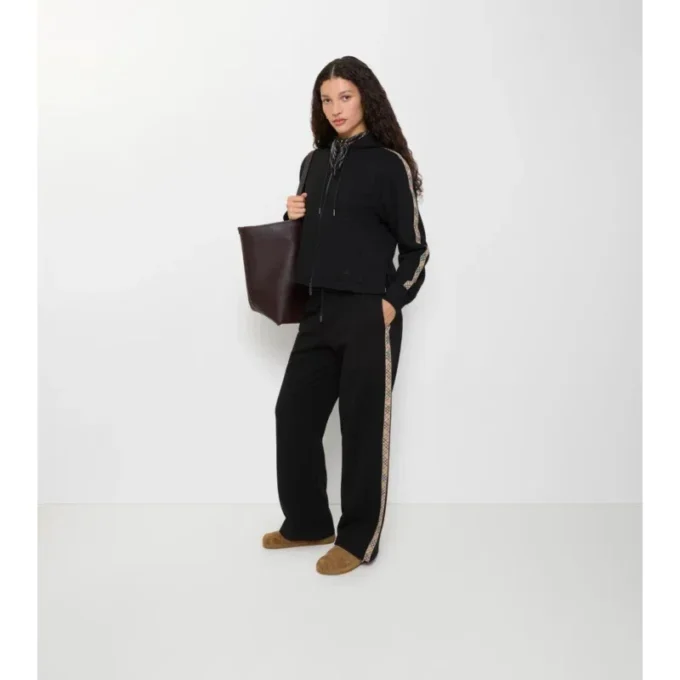 Pantaloni da tuta in cotone con bordi a quadri