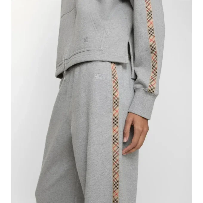 Pantaloni da tuta in cotone con bordi a quadri