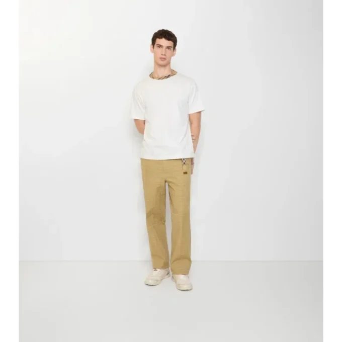 Pantaloni in cotone a quadri testurizzato