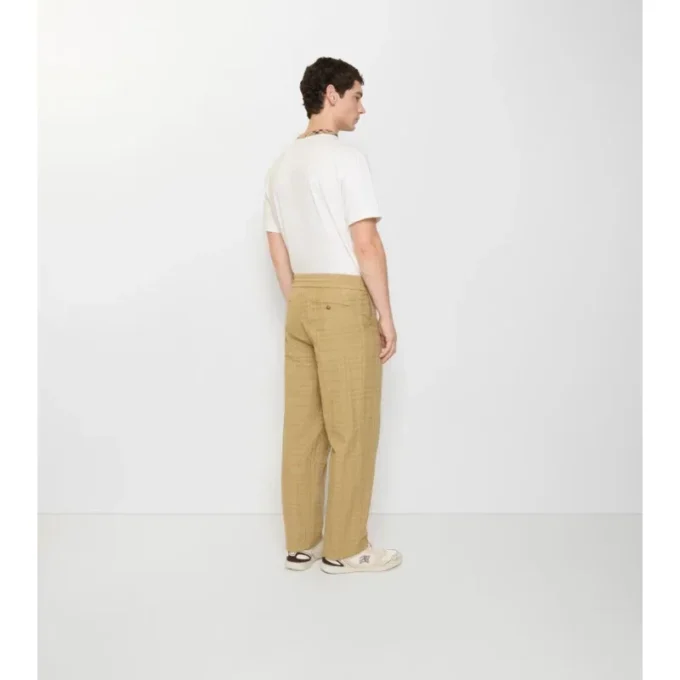 Pantaloni in cotone a quadri testurizzato