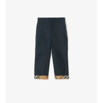 Pantaloni in cotone con risvolto a quadri