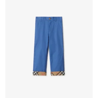 Pantaloni in cotone con risvolto a quadri