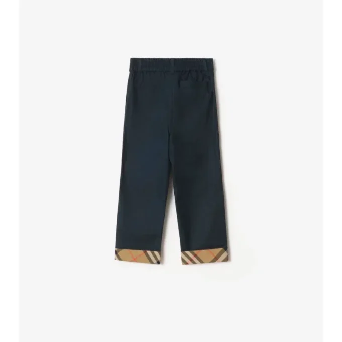 Pantaloni in cotone con risvolto a quadri