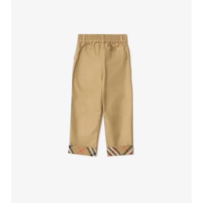 Pantaloni in cotone con risvolto a quadri