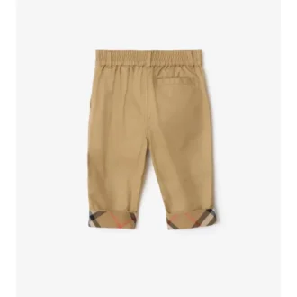 Pantaloni in cotone con risvolto a quadri