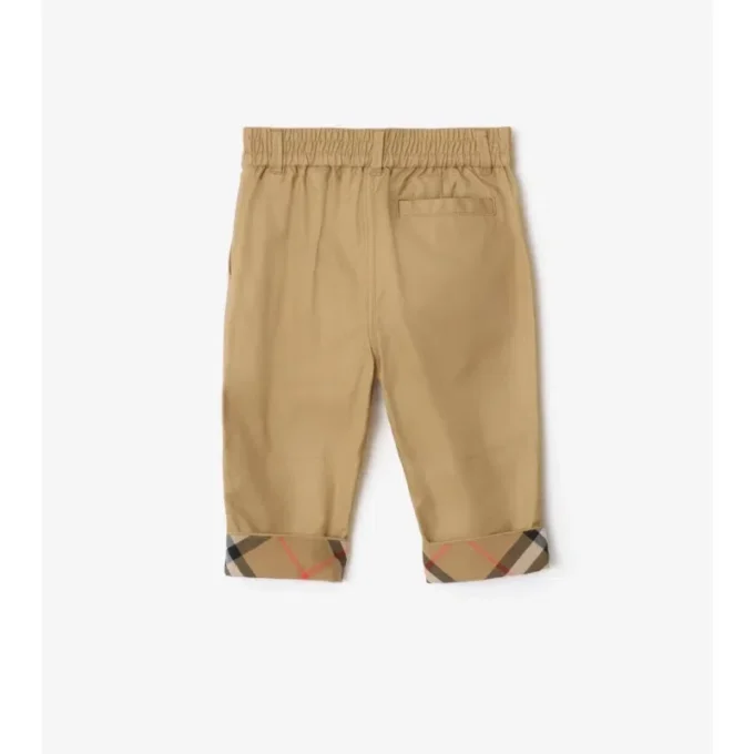 Pantaloni in cotone con risvolto a quadri