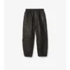 Pantaloni in pelle con logo in corsivo