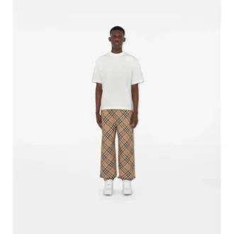 Pantaloni in twill a quadri