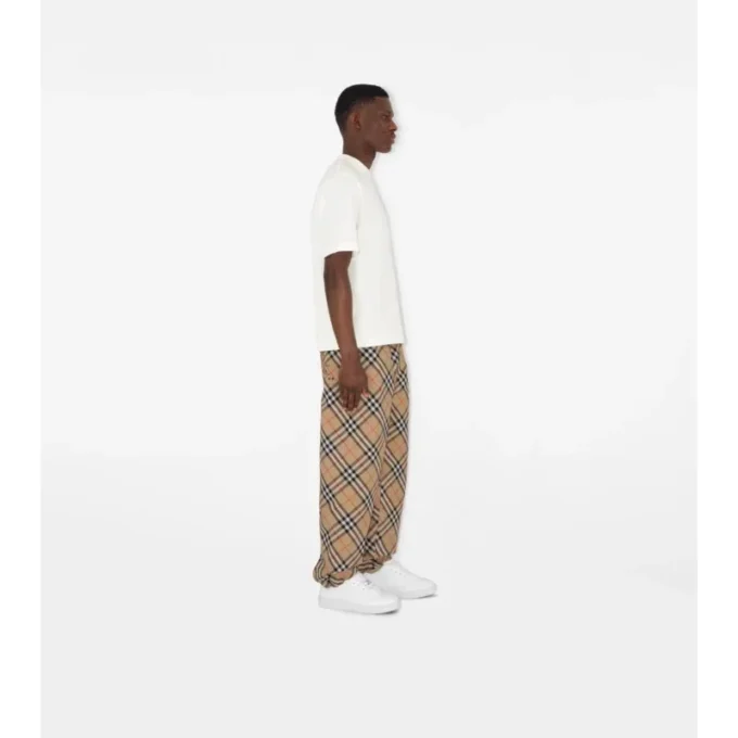 Pantaloni in twill a quadri