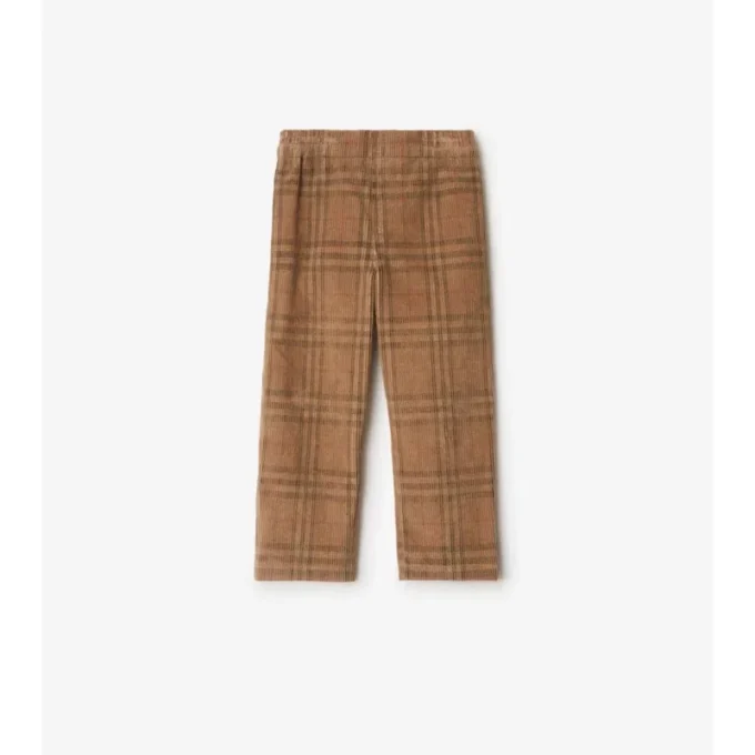 Pantaloni in velluto a coste con motivo a quadri