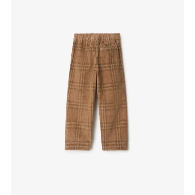 Pantaloni in velluto a coste con motivo a quadri