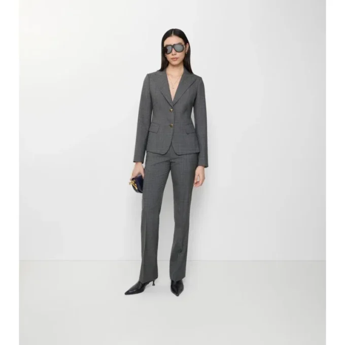 Pantaloni sartoriali in lana a quadri
