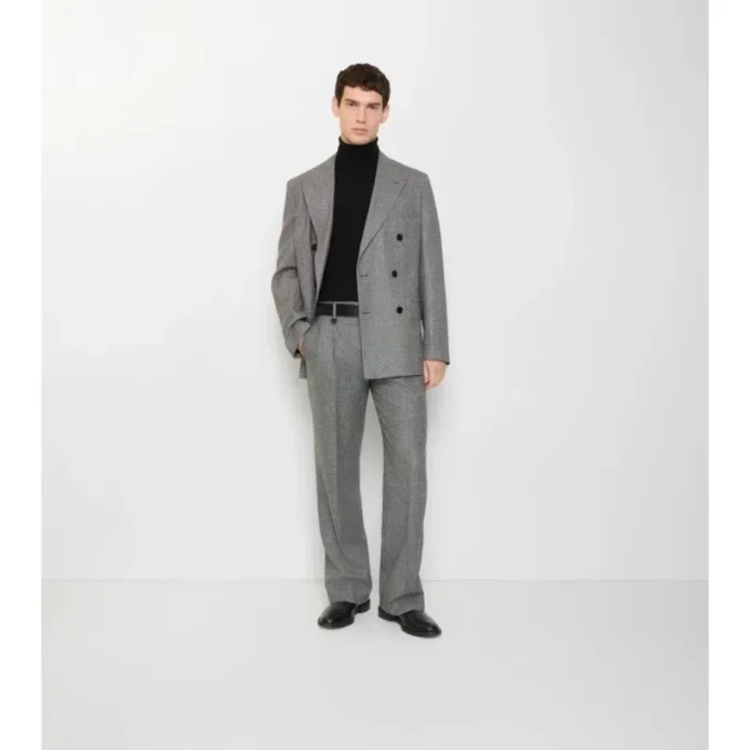 Pantaloni sartoriali in lana con motivo a quadri Puppytooth