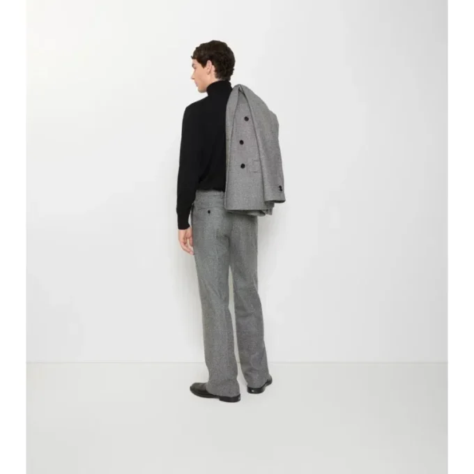 Pantaloni sartoriali in lana con motivo a quadri Puppytooth