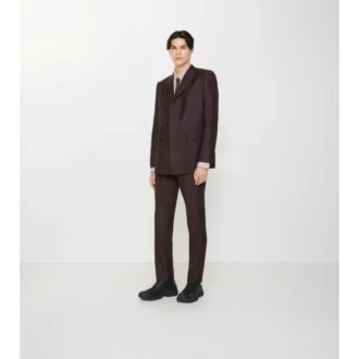 Pantaloni sartoriali in lana e mohair a righe