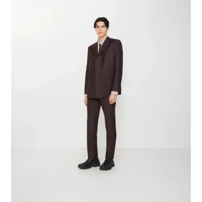 Pantaloni sartoriali in lana e mohair a righe