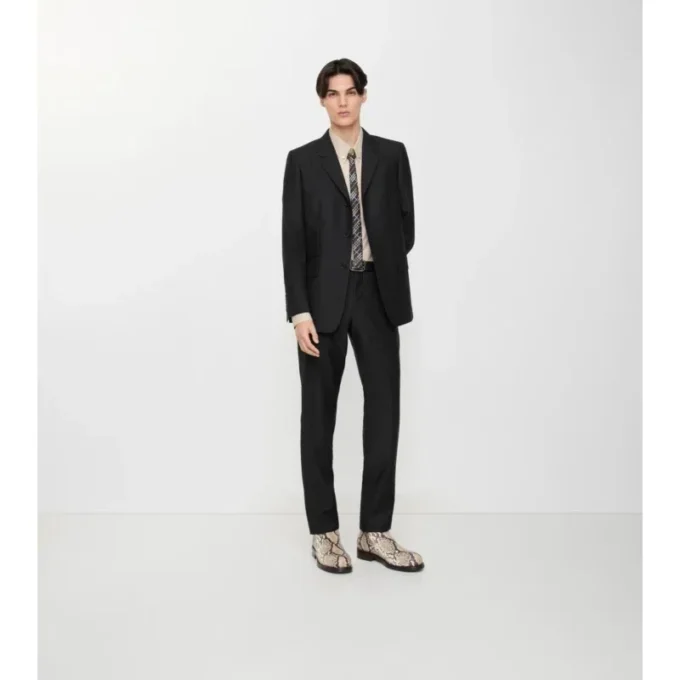 Giacca sartoriale in lana e mohair a righe