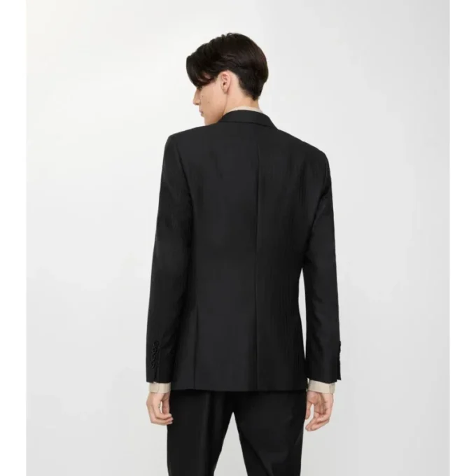 Giacca sartoriale in lana e mohair a righe