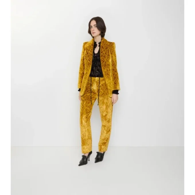 Pantaloni sartoriali in velluto barocco