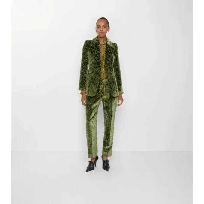 Pantaloni sartoriali in velluto barocco