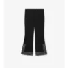 Pantaloni svasati corti in lana e seta ricamati