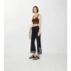 Pantaloni svasati corti in lana e seta ricamati