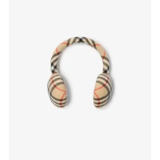 Paraorecchie in lana e cashmere con motivo a quadri