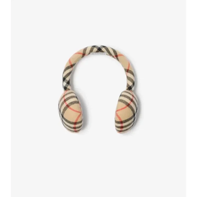 Paraorecchie in lana e cashmere con motivo a quadri