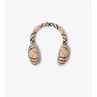 Paraorecchie in lana e cashmere con motivo a quadri