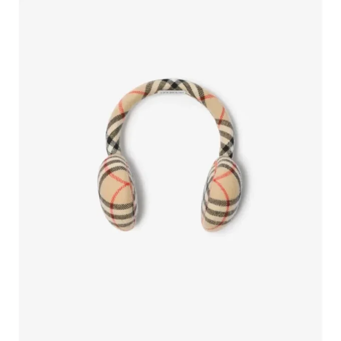 Paraorecchie in lana e cashmere con motivo a quadri