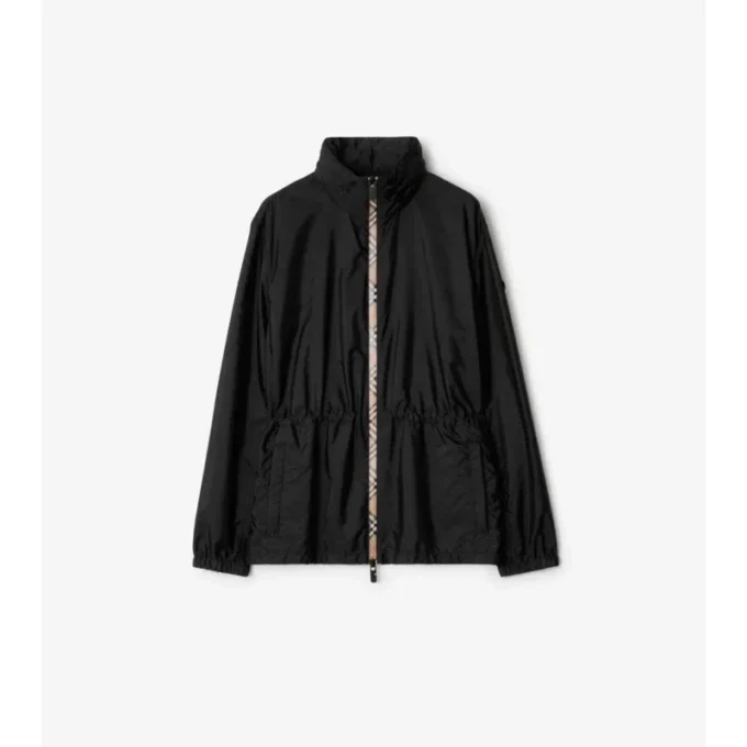 Parka corto in nylon a quadri