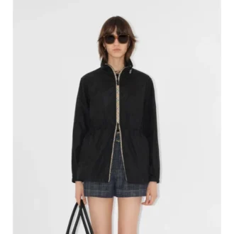 Parka corto in nylon a quadri