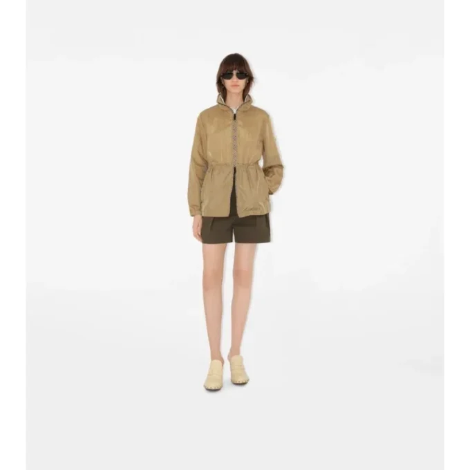 Parka corto in nylon a quadri
