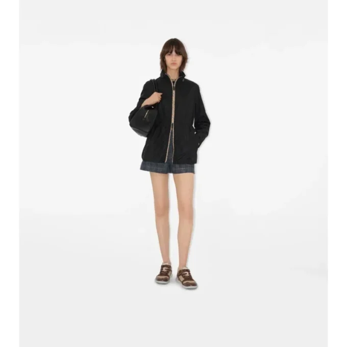 Parka corto in nylon a quadri