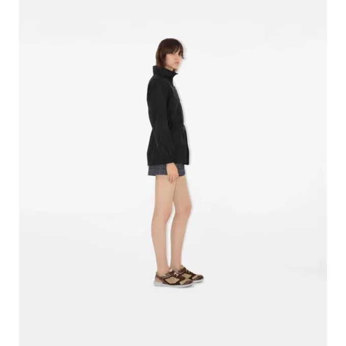Parka corto in nylon a quadri