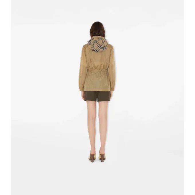 Parka corto in nylon a quadri