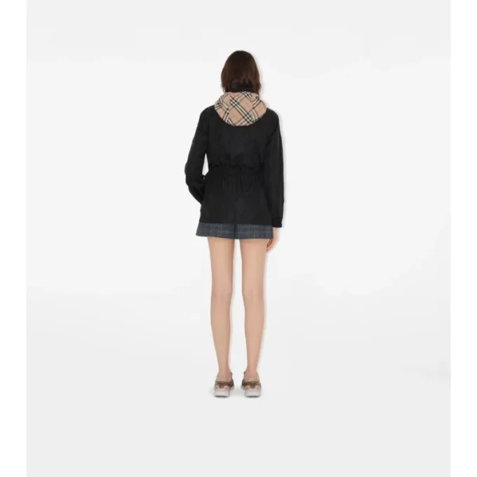 Parka corto in nylon a quadri