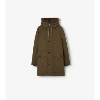 Parka in Gabardine con bordi in shearling
