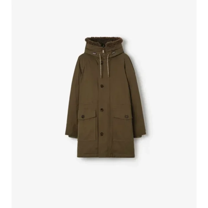 Parka in Gabardine con bordi in shearling
