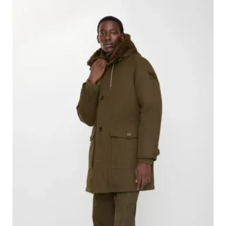Parka in Gabardine con bordi in shearling