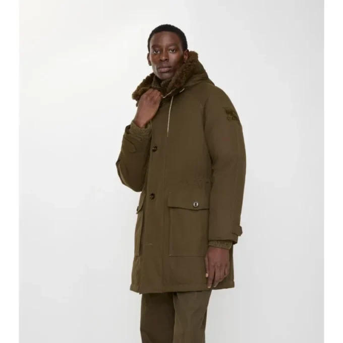 Parka in Gabardine con bordi in shearling