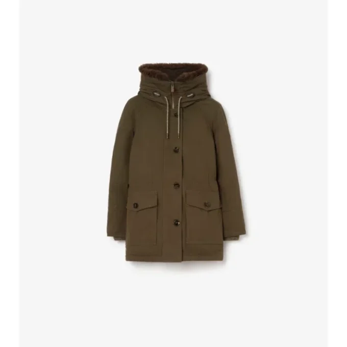 Parka in Gabardine con rifiniture in shearling