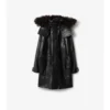 Parka in pelle con bordi sfrangiati staccabili
