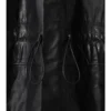 Parka in pelle con bordi sfrangiati staccabili