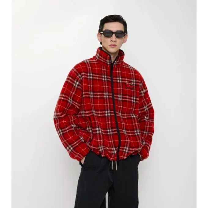 Pile in misto lana e cashmere a quadri