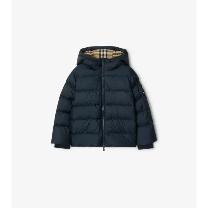 Piumino con cappuccio in nylon