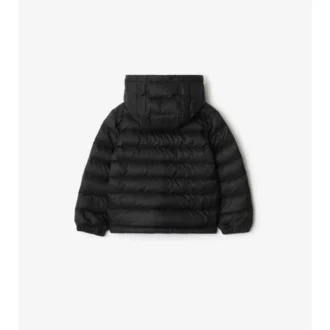 Piumino con cappuccio in nylon a quadri